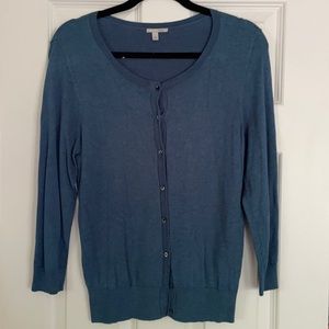 Wide crew neck teal color cardigan